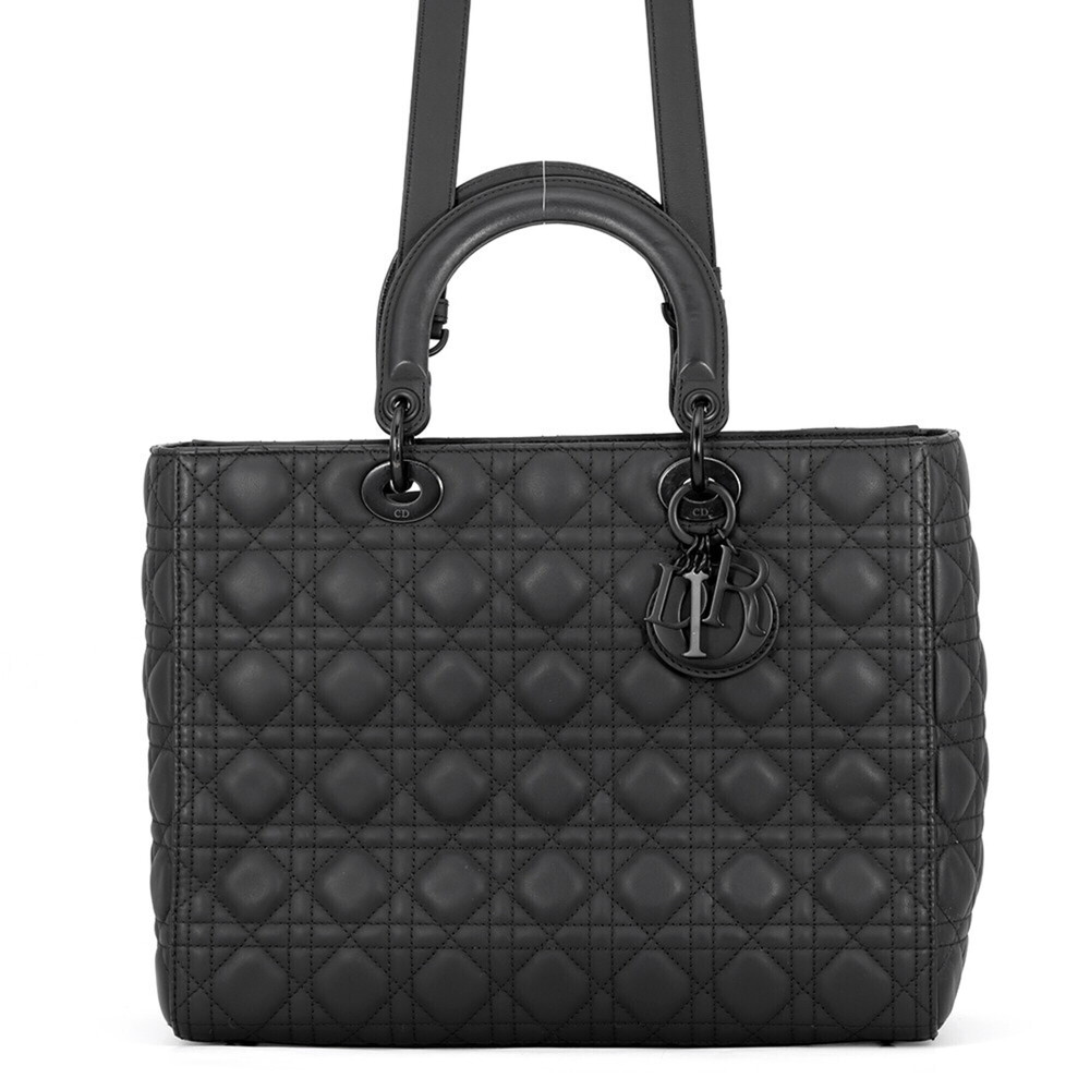 Christian Dior Lady Cannage Large Handbag M0566SLOI 2-way Black for Women